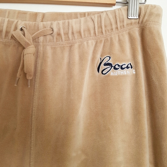 Vtg Boca Tan Velour Track Pants - Picture 3 of 4